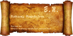 Baksay Magdolna névjegykártya