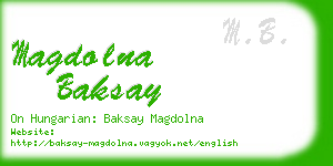 magdolna baksay business card